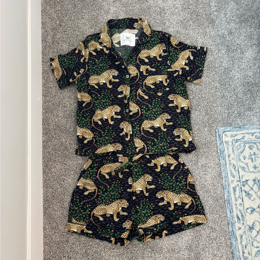 Printfresh Women's Pajama Set - Black, Gold, and Green